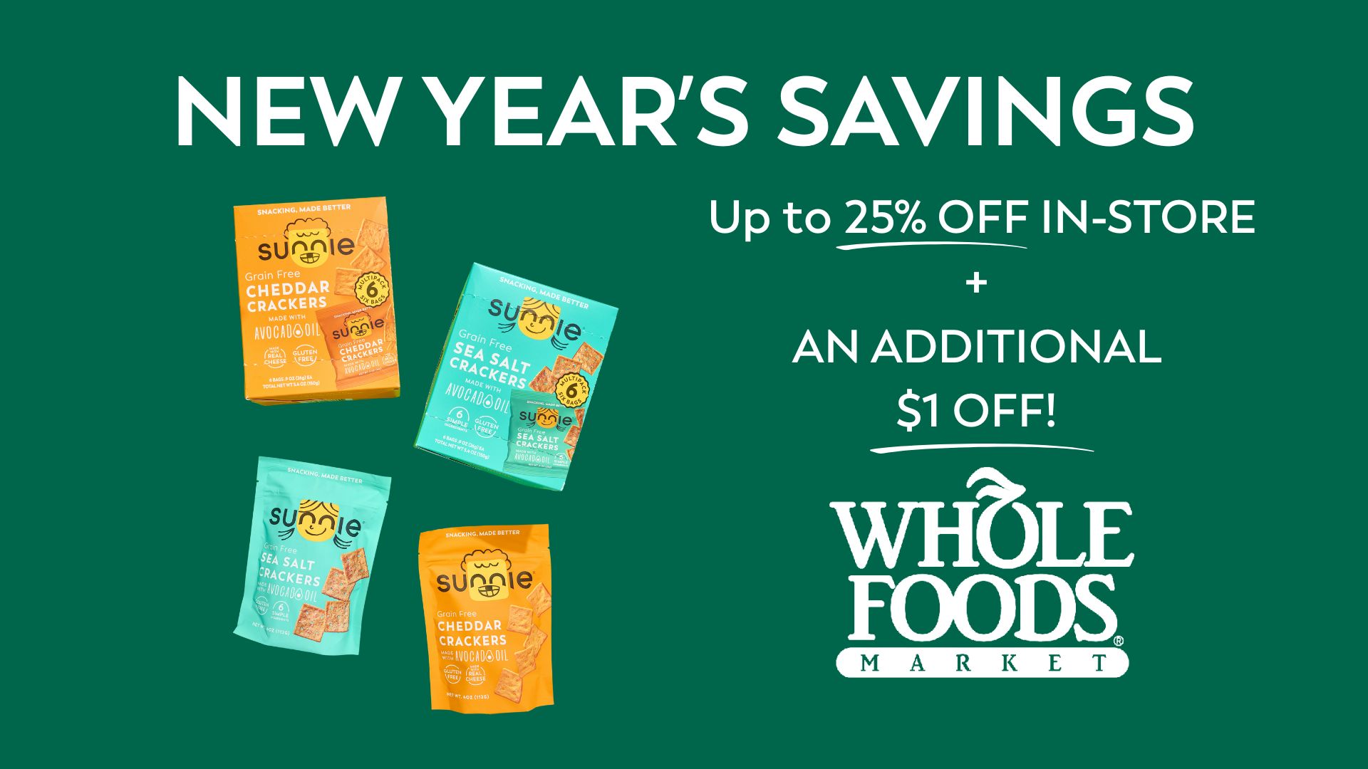 $1 Off - Sunnie - WFM - Email promotion image